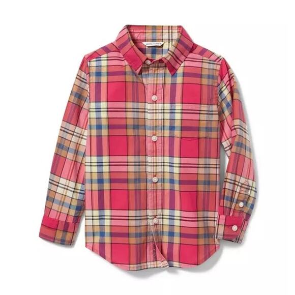 NWT Janie and Jack Azalea Plaid Button Down Shirt Boy’s Size 4 - Picture 1 of 7